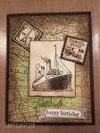 Stampin Up Traveler, World Map & Postage Due Masculine Birthday Card by Wendie Bee