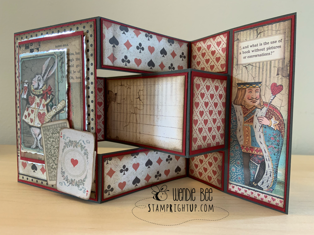 Stamperia Alice Collection Double Z Fold Card by Wendie Bee Stamp Right Up